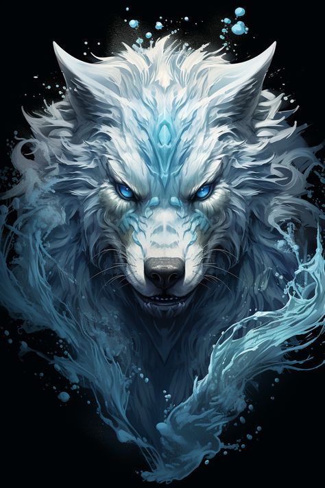 Wolf With Blue Eyes, Fenrir Tattoo, Wolf Art Fantasy, Werewolf Illustration, Cute Wolf Drawings, Mystical Wolf, Demon Wolf, Wolf Warriors, Wolf Totem