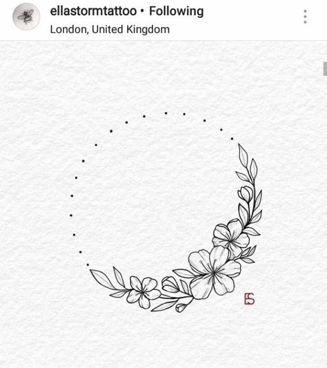 Half Circle Flower Tattoo, Half Circle Embroidery Design, Half Circle Tattoo Design, Half Moon Flower Tattoo, Round Tattoo Ideas Circles, Half Moon Tattoo With Flowers, Floral Circle Tattoo, Half Circle Tattoo, Circle Flower Tattoo