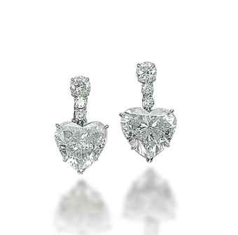 WOW - A PAIR OF DIAMOND EARRINGS, BY HARRY WINSTON   The two heart-shaped diamonds, weighing approximately 7.69 and 6.06 carats, each with a brilliant-cut diamond surmount and top, mounted in platinum and gold Heart Shaped Diamond Earrings, Harry Winston Jewelry, Magnificent Jewels, The Bling Ring, Fantasy Closet, Harry Winston, Jewelry Auction, Heart Shaped Earrings, Heart Shaped Diamond