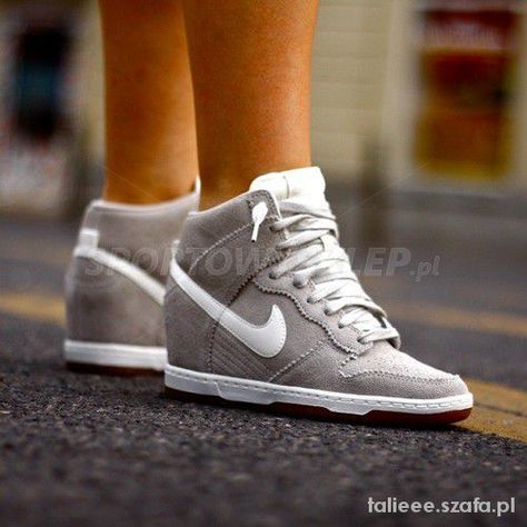 Nike High Heels, Nike Wedge Sneakers, Nike Wedges, Ankle Sneakers, Ladies Footwear, Nike Air Jordans, Nike Free Shoes, Stone Grey, Everyday Shoes