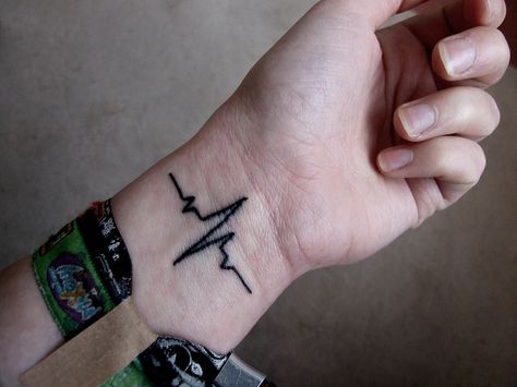 heart monitor line by it might get loud, via Flickr Heart Monitor Tattoo, Mini Tats, Le Tattoo, Nurse Tattoo, Heartbeat Tattoo, Tattoo Pictures, Heart Monitor, About Heart, Dark Art Tattoo