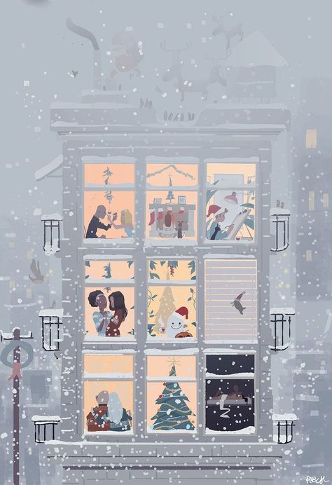 Christmas Illustration Wallpaper Desktop, Ako Kresliť, Winter Wallpapers, Pascal Campion, Winter Designs, Christmas Illustrations, Winter Illustration, Open Art, Winter Pattern