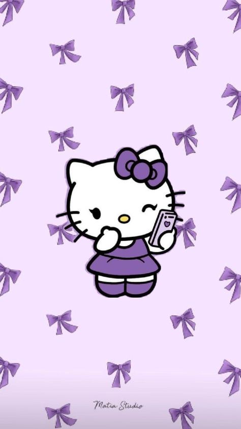 Purple Hello Kitty, Kitty Pfp, Pink And Purple Wallpaper, Wallpaper Purple, Purple Wallpaper Iphone, Kitty Wallpaper, Pretty Wallpaper Iphone, Fall Wallpaper, Purple Wallpaper