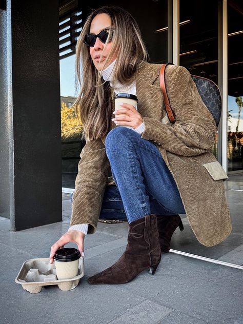 Heel suede ankle boot - Women curated on LTK Suede Boots Outfit Ankle, Suede Cowboy Boots Outfit, Cowboy Boots Outfit Women, Suede Ankle Boots Outfit, Brown Suede Boots Outfit, Suede Booties Outfit, Booties Outfit Winter, Ankle Cowboy Boots Outfit, Suede Boots Outfit