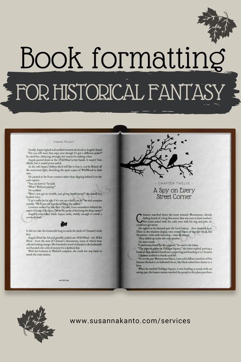 This book layout for WildWood Revisited by Cinasee Pollett includes custom chapter headings and scene breaks as well as the perfect fonts for a cozy and whimsical historical fantasy. Are you looking for a book formatter? Click the link to read more about my book formatting services and to see my portfolio! Chapter Design Layout, Alice In Wonderland Book Pages, Book Formatting, Alice In Wonderland Book, Book Design Layout, Fantasy Book, Indie Author, Book Layout, Book Projects