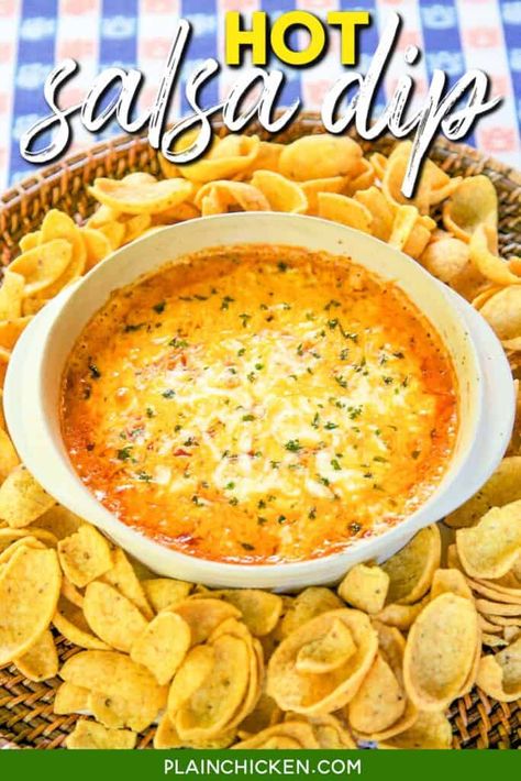 Hot Salsa Dip (Only 4 Ingredients) - Plain Chicken Dip With Salsa And Cream Cheese, Hot Mexican Dip With Cream Cheese, Mexican Salsa Dip Recipes, Hot Nacho Dip With Cream Cheese, Hot Dips With Cream Cheese, Salsa Dips For Parties, Cheddar Cheese Appetizers, Hot Taco Dip With Cream Cheese, Cream Cheese Hot Dip