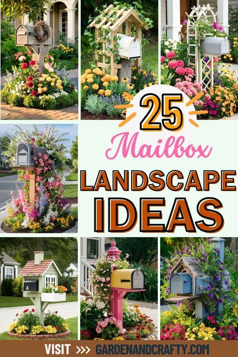 Front Yard Planting Ideas, Mailbox In Garden, Front Landscaping Ideas, Mailbox Landscaping Ideas, Mailbox Landscape, Front Of House Landscaping, Mailbox Flower Bed, Creative Mailbox, Stone Mailbox