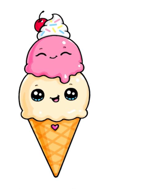 Cute Fruits Drawings, Cute Ice Cream Drawings, Cute Ice Cream Drawing, Ice Cream Drawing, Color Drawing Art, Calligraphy Art Print, Butterfly Drawing, Art Painting Gallery, Cute Kawaii Drawings