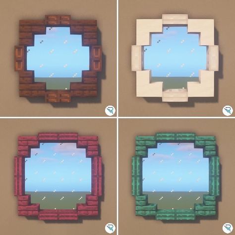 Minecraft Roof With Window, Minecraft Window Design Ideas, Mc Window Ideas, Circle Door Minecraft, Minecraft Arched Doorway, Minecraft Circle Window Design, Window Designs Minecraft, Circle Roof Minecraft, Circle Window Minecraft