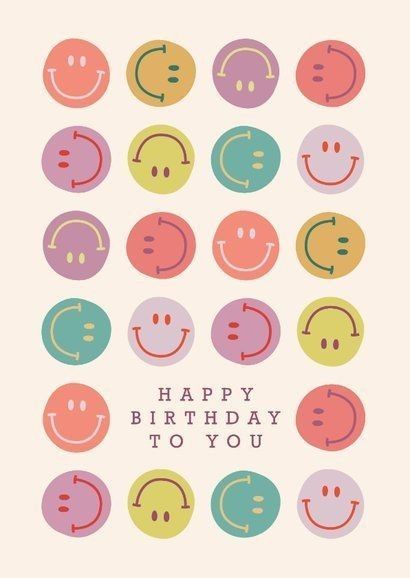 Happy Bday Message, Happy Birthday Retro, Happy Birthday Smiley, Smiley Party, Happy Bday Wishes, Birthday Smiley, Happy Birthday Illustration, Happy Birthday Vintage, Happy Birthday Art