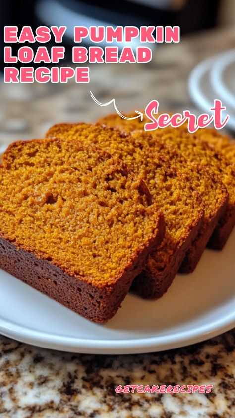 Easy Pumpkin Loaf Bread Recipe | getcakerecipes Single Loaf Pumpkin Bread, Moist Pumpkin Loaf Recipe, One Loaf Pumpkin Bread Recipe, Best Pumpkin Loaf, Mini Loaf Pumpkin Bread, Libbys Pumpkin Bread Recipe, Pumpkin Bread With Canned Pumpkin, Simple Pumpkin Bread Recipe, Pumpkin Gingerbread Loaf