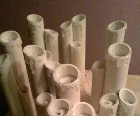 Pvc Pipe Candles, Pvc Candles, Pvc Pipe Crafts, Dripping Candles, Led Diy, Flickering Candles, Electrical Tape, Halloween Candles, Black House Exterior