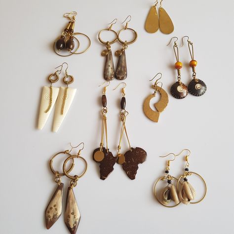 Native Accessories, Gold African Earrings, Maasai Earrings, Coconut Earrings, Afro Jewelry, African Culture Earrings, African Wedding Jewelry, Cowrie Shell Earrings, African Earrings Handmade Inspire Uplift ⭐