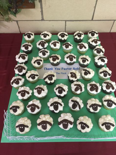 Pastor Retirement, Pastor Appreciation Ideas, Sheep Cupcakes, Pastor Appreciation Month, Pastor Appreciation Day, Pastor Anniversary, Sheep Cake, Pastor Appreciation Gifts, Church Anniversary