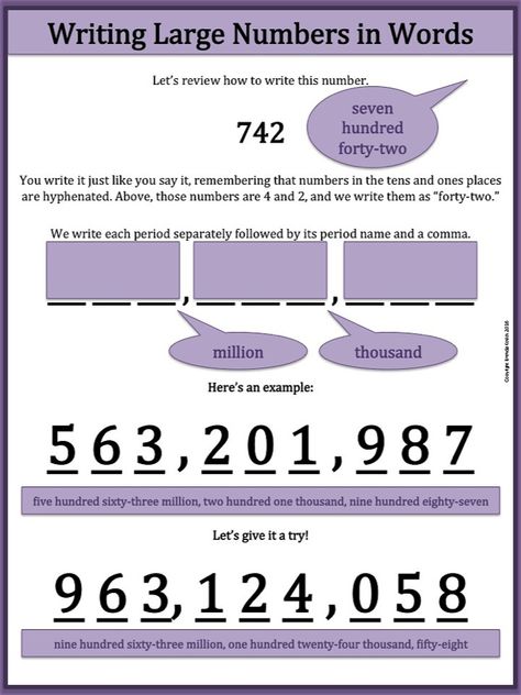 Teach your fourth grade students to write large numbers. #4.NBT.A.2 Large Numbers Worksheet For Grade 4, Reading Large Numbers, Adding 3 Digit Numbers, Rounding 3 Digit Numbers, Write The Place Value Of Underlined Digit, Aba Ideas, Number Place Value, Early Numeracy, Three Digit Numbers