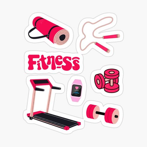 Get my art printed on awesome products. Support me at Redbubble #RBandME: https://www.redbubble.com/i/sticker/Fitness-equipment-pack-for-girls-by-lycreative/161629336.EJUG5?asc=u Pink Workout, Fitness Inspiration Quotes, Gym Motivation Quotes, Girl Stickers, Fit Girl, Women's Fitness, Fitness Tracker, Aesthetic Stickers, Stickers Packs