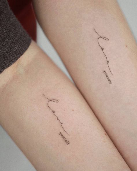 Love Yourself Tattoo, Inspiration Tattoos, Bff Tattoos, Cute Tattoos For Women, Classy Tattoos, Discreet Tattoos, Dainty Tattoos, Mom And Daughter, Friend Tattoos