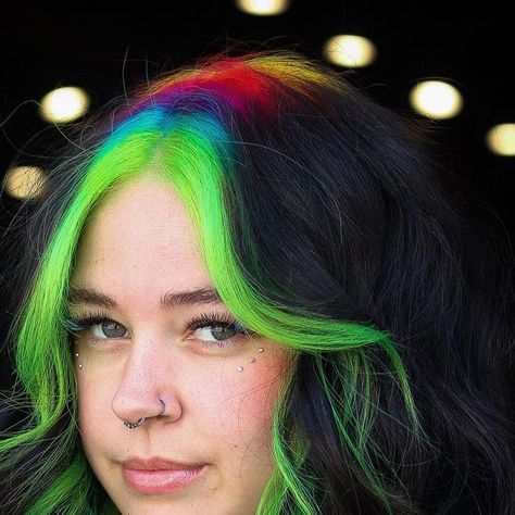 Meg Gilbert on Instagram: "Okaaaayyyy @easyypzhair lookin 🔥💅🏼 we are so excited to keep growing her rainbow roots out 🌈✨ • Creative space: @olive.andivysalon Extensions: @dropdeadextensions Color: @dangerjonescreative Strength: @k18hair Styling: @bioionic @aiirprofessional • #rainbowroots #billieeilishhair #rainbowhair #rainbowhaircolor #neonhair #vividcolors #dangerjones #k18hair #k18results" Rainbow Roots Black Hair, Rainbow Ghost Roots, Rainbow Roots Hair, Hot Roots Hair Color, Colored Roots With Black Hair, Ghost Roots Hair, Ghost Roots, Rainbow Roots, Shadow Roots Hair