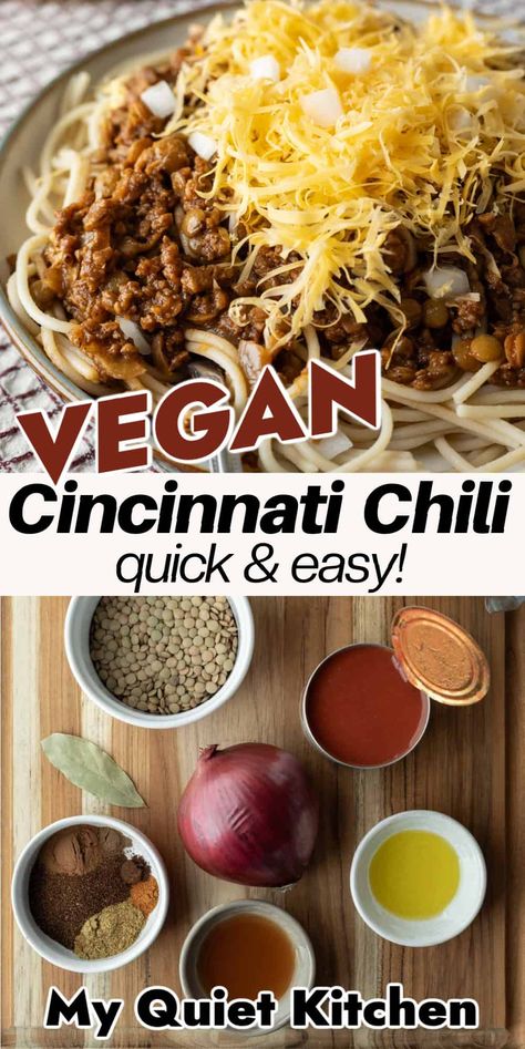 Vegan Cincinnati Chili Vegetarian Chilli Recipes, Wfpb Chili, Spicy Vegan Chili, Vegan Cincinnati Chili, Vegetarian Cincinnati Chili, Vegan Chili With Tofu, Vegan Chili No Tomatoes, Vegan Skyline Chili, Tofu Chili