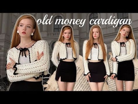 Crochet OLD MONEY cardigan 🖤/ tutorial - YouTube Old Money Crochet, Old Money Cardigan, Cardigan Tutorial, Chanel Style, Crochet Stitches Video, Things To Do When Bored, Old Money Style, Crochet Stuff, Diy Crochet Projects