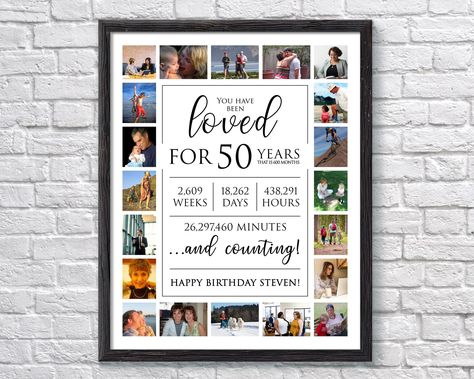 You Have Been Loved For 50 Years, 50th Birthday Photo Collage, 50th Birthday Sign, Birthday Party Sign, Birthday Gift Sign Photo Collage Ideas, Birthday Photo Collage, 60 Wedding Anniversary, 80th Birthday Gifts, Photo Collages, Collage Ideas, Party Sign, Gifts Sign, Birthday Photo