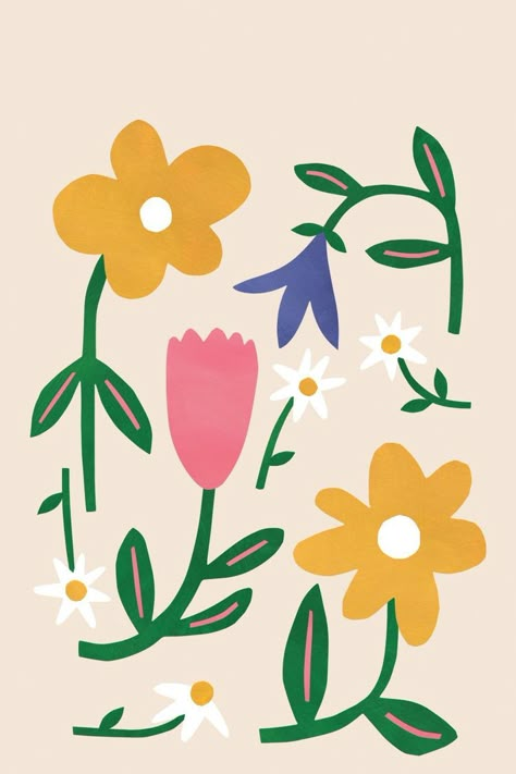 Flower Illustration Wallpaper, Flower Card Ideas, Spring Flowers Illustration, Flower Pattern Illustration, Spring Illustrations, Floral Pattern Illustration, Flower Illustration Pattern, Spring Poster, Free Posters