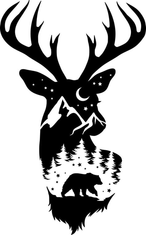 Deer Stencil, Deer Head Silhouette, Hunting Decal, Idee Cricut, Deer Silhouette, Wood Burning Crafts, Wood Burning Patterns, Silhouette Stencil, Wood Burning Art