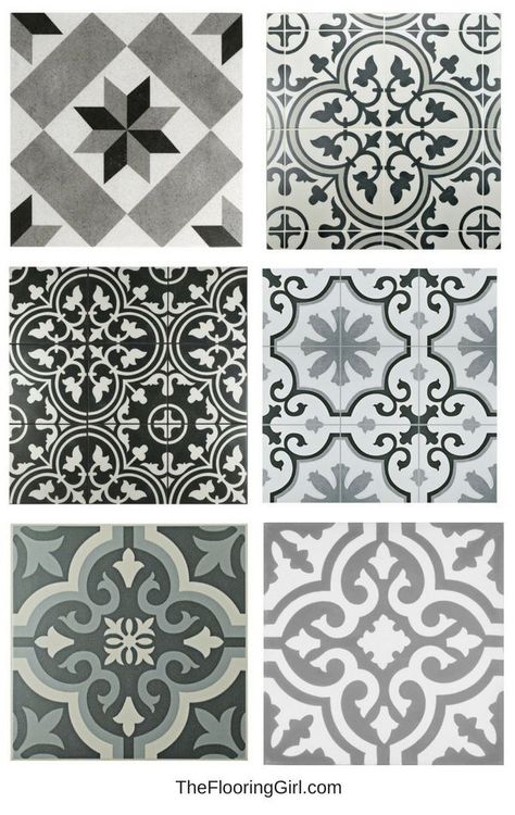 Farmhouse black and white stenciled tiles for a vintage farmhouse style look.  #farmhouse #black #white  #vintage #tiles   #stenciled #farmhousedecor #rusticdecor #farmhousestyle Farmhouse Black And White, Wc Decoration, Vintage Tiles, White Bathroom Tiles, Decor Market, Bathroom Farmhouse Style, Vintage Farmhouse Style, Black White Vintage, Shabby Chic Interiors