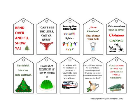 Free Christmas gift tags based on 'National Lampoons Christmas Vacation'. National Lampoons Christmas Vacation Ornaments Diy, Grizwald Christmas Quotes, Lampoon's Christmas Vacation Quotes, Christmas Vacation Ornaments Diy, Christmas Vacation Printables, Grizwald Christmas, National Lampoons Christmas Vacation Diy, Griswold Family Christmas Party, Christmas Vacation Gifts