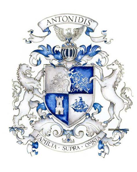 Hand painted family crests by Jamie Hansen - Grey and Silver Family Crest Family Crest Template, Family Emblem, Family Crest Symbols, Hand Lettering Alphabet Fonts, Heraldry Design, Build Projects, Family Coat Of Arms, Family Crests, Hand Lettering Alphabet