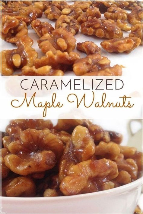 Carmelized Walnuts, Maple Syrup Candy, Candied Nuts Recipe, Candied Walnut Recipe, Caramelized Walnuts, Glazed Walnuts, Walnuts Recipe, Walnut Recipes, Nut Recipes