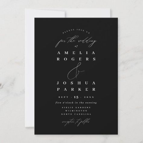 Wedding Invitations Black And White, Minimalist Wedding Invitation Modern, Sophisticated Wedding Invitations, Elegant Black And White Wedding, Popular Wedding Invitations, Script Wedding Invitations, Black And White Wedding Invitations, Formal Wedding Invitations, White Wedding Invitations