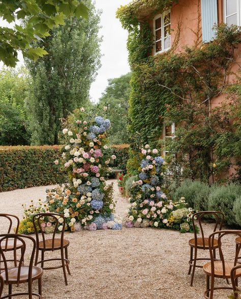 Walkway Arch, Wedding Ceremony Arbor, Nestldown Wedding, Ceremony Arbor, Wildflower Wedding Theme, Modern Wedding Ceremony, Wild Indigo, Bright Wedding Flowers, Floral Arch Wedding