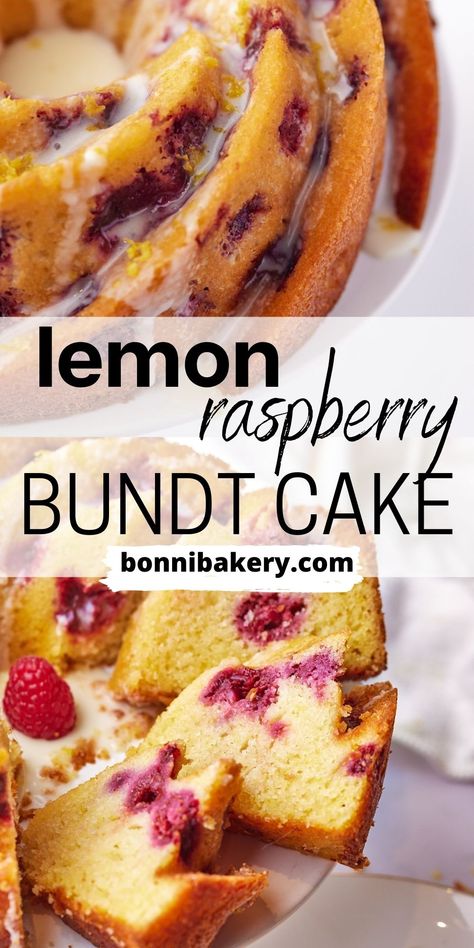 Lemon Raspberry Bundt Cake, Raspberry Bundt Cake, Spring Cakes Recipes, Easter Bundt Cake, Bunt Cake Recipe, Lemon Bundt Cake Recipe, Raspberry Lemon Cakes, Easy Bundt Cake, Moist Lemon Cake