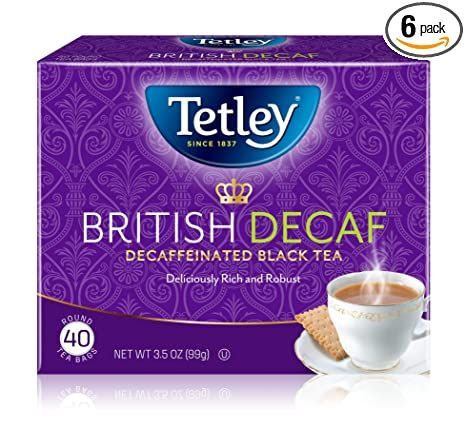 Tetley British Blend Premium Decaf Black Tea, Decaffeinated Tea, 40 Tea Bags (Pack of 6), Rainforest Alliance Certified Tea Packing, Tetley Tea, Decaf Tea, Chips Salsa, Steamed Clams, Decaffeinated Tea, Healthy Tea, Assam Tea, Saffron Rice