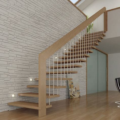 Straight staircase / wooden steps / wooden frame / without risers AIREN EIMA Straight Staircase Design, Straight Stairs Design, Stairs Treads, Straight Staircase, Wooden Staircase Design, Baddie Bedroom, Balustrade Design, Staircase Design Modern, Staircase Railing Design