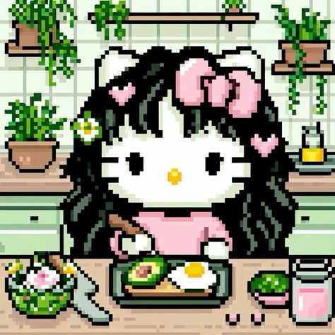 Kitting Ideas Aesthetic, Hello Kitty Aesthetic Pfp, Kawaii Anime Wallpaper, Pretty Hello Kitty, Icons Hello Kitty, Pixel Aesthetic, Widget Pics, Pixel Wallpaper, 헬로키티 배경화면