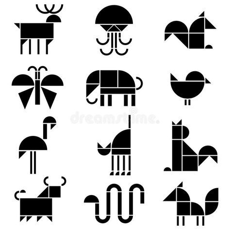 Black And White Animals, Alfabet Font, White Animals, Polygon Art, Animal Icon, Grafic Design, Geometric Animals, Art Drawings For Kids, Animal Logo