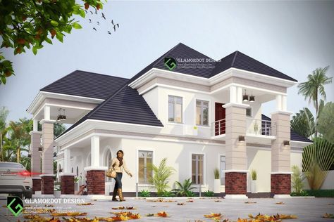 House Design Nigeria, Bungalow With Penthouse, Bangalore House, 5 Bedroom Bungalow, Bungalow House Floor Plans, Modern Bungalow House Plans, Modern Bungalow House Design, Abuja Nigeria, Bungalow Style House