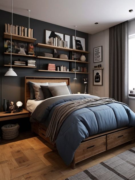 Boys Bedrooms Ideas Teenagers, College Boy Bedroom Ideas, Teen Boy Bedroom Colors Paint Ideas, Navy Teen Boy Bedroom, Grey Teenage Boys Room, Boys Rooms Teenage, Youth Bedroom Ideas, Gray Teen Boy Bedroom, Teenage Bedroom Ideas Boy