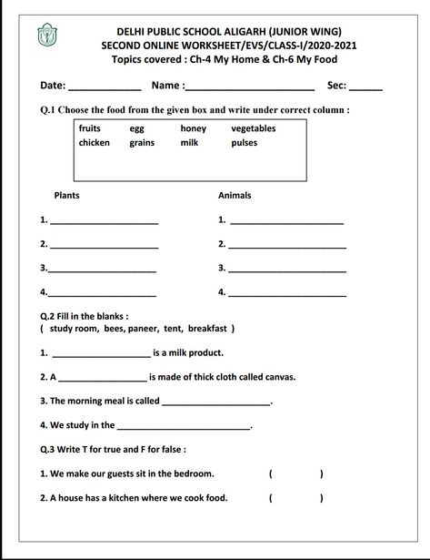 EVS worksheet on my food E V S Worksheet For Class 2, Evs Worksheet For Class 1 Food, Evs Worksheet For Class 1, Evs Worksheet, Simple Present Tense Worksheets, Worksheet For Class 2, Worksheets For Class 1, Life Skills Curriculum, English Grammar For Kids