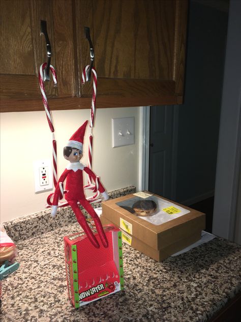 Elf On The Shelf Ideas Candy, Elf Ideas With Candy Canes, Elf On The Shelf With Candy Canes, Elf On A Shelf Candy Cane Ideas, Elf Candy Ideas, Elf On The Shelf Ideas Candy Canes, Elf On The Shelf Crutches, Candy Cane Elf On The Shelf Ideas, Elf On The Shelf Ideas With Candy Canes