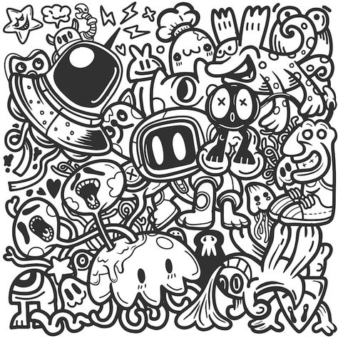 Ten Hundred Art, Graffiti Drawing Sketches Street Art, Monster Texture, Urban Doodles, Comic Artstyle, Posca Art Doodle, Monster Graffiti, Graffiti Art Drawings, Urban Pattern