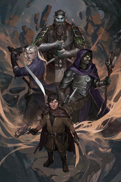 Group Of Adventurers Art, Fantasy Group Art, Dnd Group Art, Dnd Party Art, Dnd Commission, Party Drawing, Dnd Party, Goblin Art, Fantasy Book Series