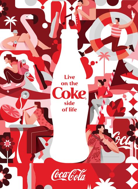 Coca Cola Illustration, Coca Cola Poster, Advertising Graphics, Coca Cola Ad, Jewelry Store Design, Logo Design Set, Illustration Art Design, Creative Graphic Design, Creative Illustration