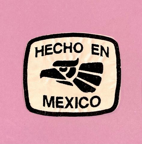 Iron-on patch featuring the phrase "Made In Mexico" A great accessory to decorate your jacket, backpack, purse, or anywhere else you choose! Patches are made in Puebla, Mexico. Mexican Stamp, Mexico Illustration, Mexico Stamp, Mexican Stickers, Aesthetic Mexico, Mexico Poster, Mexico Tattoo, Mexican Music, Mexico Aesthetic