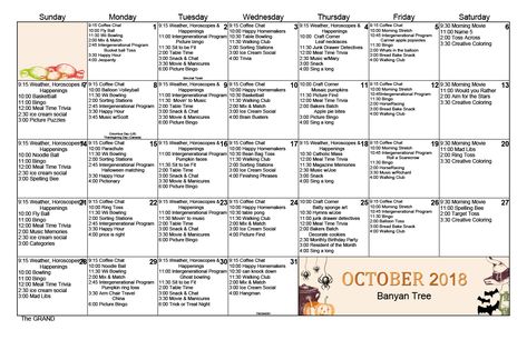 Nursing Home Activity Calendar, October Assisted Living Activities, October Senior Activities, October Nursing Home Activities, November Activity Calendar For Seniors, Memory Care Activity Calendar, October Activities For Seniors, October Activity Calendar, November Activities For Seniors