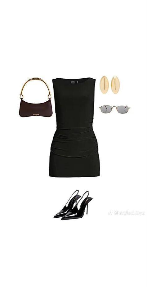 Kitten Heels Outfit, Black Dress Outfit Party, Black Dress Outfit, Timeless Outfits, Chique Outfits, Outfit Layout, Heels Outfits, Black Dress Outfits, Random Image