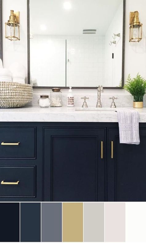 Bathroom Paint Colors Ideas, Green Bathroom Colors, Bathroom Color Ideas, Blue Bathroom Ideas, Bathroom Colours, Best Bathroom Colors, Bathroom Cabinets Diy, Navy Bathroom, Modern Bathroom Cabinets