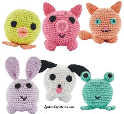 Amigurumi animals crochet patterns free Animals Crochet Patterns Free, Mushroom Patterns, Crocheted Animals, Fast Crochet, Amigurumi Rabbit, Knitted Patterns, Crochet Pig, Crochet Ball, Animals Crochet